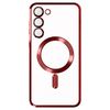 Carcasa Magsafe Para Samsung S23 Silicona Protección Cámara Transparente / Rojo