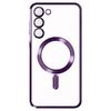 Carcasa Magsafe Para Samsung S23 Silicona Protección Cámara Transparente Morado