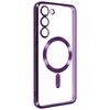 Carcasa Magsafe Para Samsung S23 Silicona Protección Cámara Transparente Morado