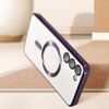 Carcasa Magsafe Para Samsung S23 Silicona Protección Cámara Transparente Morado