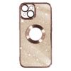 Funda Para Iphone 14 Plus Serie Protecam Spark Extraíble Glitter Oro Rosa