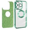 Funda Para Iphone 14 Pro Serie Protecam Spark Extraíble Glitter Verde