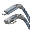 Cable Usb-c 3 En 1 Carga 200w Resolución 4k Transferencia 20gbps Acodado 1m Gris