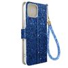 Funda Para Iphone 14 Glitter Disco Cartera Portavideos Azul