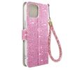 Funda Para Iphone 14 Glitter Disco Cartera Portavideos Rosa