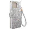 Funda Para Iphone 14 Pro Max Glitter Disco Cartera Portavideos Plateado