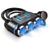 Divisor Cargador De Coche 100w 3x Encendedor 2x Cable Usb 70cm