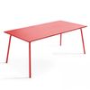 Mesa De Jardín Rectangular Y 8 Sillas Apilables De Metal Rojo