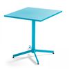 Mesa Cuadrada Tablero Plegable Y 2 Sillas De Metal Azul