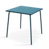 Mesa De Jardín Cuadrada Y 2 Sillones Apilables De Acero Azul Pacífico