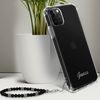 Carcasa Iphone 12 Pro Max Transparente Con Joya De Perlas Pulsera Negra Guess