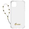 Carcasa Iphone 12, 12pro Antigolpes Transparente Pulsera Con Perlas Blanco Guess