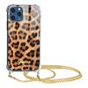 Carcasa Iphone 12 Pro Max Con Cadena Al Cuello Estampado Leopardo Guess Naranja