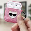 Airpods Estuche De Silicona Con Purpurina Choupette Ikonik Karl Lagerfeld Rosa