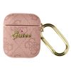 Funda Airpods Rígida Diseño Guess Logo Relieve Champán