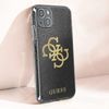 Funda Iphone 13 Mini Purpurina Gel Silicona Guess Transparente Negro