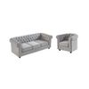 Conjunto Sofá Y Sillón Fijo Chesterfield  205x88x72 Cm Color Gris Claro Vente-unique