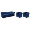 Conjunto Sofá Y Sillón Fijo Chesterfield  205x88x72 Cm Color Azul Eléctrico Vente-unique