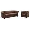 Conjunto Sofá Y Sillón Fijo Chesterfield  205x88x72 Cm Color Marrón Venta-unica