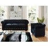 Conjunto Sofá Y Sillón Fijo Chesterfield  205x88x72 Cm Color Negro Vente-unique