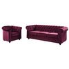 Conjunto Sofá Y Sillón Fijo Chesterfield  205x88x72 Cm Color Granate Vente-unique