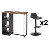 Mueble Bar Morena  113x45x104 Cm Color Negro, Color Natural Oscuro Vente-unique