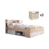 Cama Clásica Leandre 2 Cajones 218.5x149.6x95 Cm Color Color Natural Claro, Blanco Vente-unique