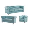 Conjunto Sofá Y Sillón Fijo Chesterfield  205x88x72 Cm Color Azul Celeste Vente-unique