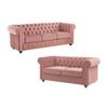 Conjunto Sofá Chesterfield  205x88x72 Cm Color Rosa Palo Vente-unique