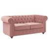 Conjunto Sofá Chesterfield  205x88x72 Cm Color Rosa Palo Vente-unique