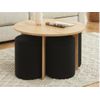 Mesa De Centro Fija Aksay  80x80x50 Cm Color Negro, Color Natural Claro Vente-unique