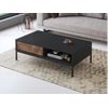 Mesa De Centro Fija Mialine 2 Cajones 120x67x38.4 Cm Color Negro, Color Natural Oscuro Vente-unique