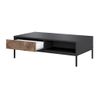 Mesa De Centro Fija Mialine 2 Cajones 120x67x38.4 Cm Color Negro, Color Natural Oscuro Vente-unique