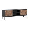 Mueble Bajo De Tv Mialine  160x39.6x56 Cm Color Negro, Color Natural Oscuro Vente-unique