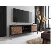 Mueble Bajo De Tv Mialine  160x39.6x56 Cm Color Negro, Color Natural Oscuro Vente-unique