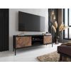 Mueble Bajo De Tv Mialine  160x39.6x56 Cm Color Negro, Color Natural Oscuro Vente-unique