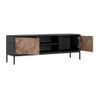 Mueble Bajo De Tv Mialine  160x39.6x56 Cm Color Negro, Color Natural Oscuro Vente-unique