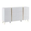 Aparador Bajo Marzialo 3 Cajones 158x41x87.2 Cm Color Blanco, Dorado Vente-unique