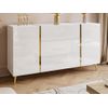 Aparador Bajo Marzialo 3 Cajones 158x41x87.2 Cm Color Blanco, Dorado Vente-unique