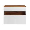 Mueble De Lavabo Pogeza  80x46x60 Cm Color Color Natural Oscuro, Blanco Vente-unique