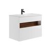 Mueble De Baño Simple Pogeza  80x46x60 Cm Color Color Natural Oscuro, Blanco Vente-unique