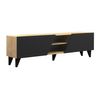 Mueble Bajo De Tv Velania  180x35x47 Cm Color Negro, Color Natural Claro Vente-unique