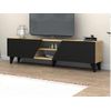 Mueble Bajo De Tv Velania  180x35x47 Cm Color Negro, Color Natural Claro Vente-unique