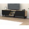 Mueble Bajo De Tv Velania  180x35x47 Cm Color Negro, Color Natural Claro Vente-unique