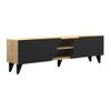 Mueble Bajo De Tv Velania  180x35x47 Cm Color Negro, Color Natural Claro Vente-unique