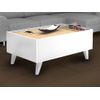 Mesa De Centro Fija Isalia 1 Cajón 90x56x40 Cm Color Color Natural Claro, Blanco Vente-unique