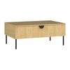 Mesa De Centro Fija Nataniel  100x66x41.6 Cm Color Color Natural Claro Vente-unique