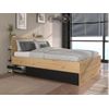 Cama Con Canapé Abatible Radani  149.8x215.3x96.6 Cm Color Negro, Color Natural Claro Vente-unique