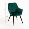 Silla Zonky De Terciopelo Verde Oscuro Con Patas De Metal Negro - Lote De 2