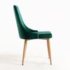 Silla Moderna Kozak De Terciopelo Verde Oscuro Con Patas De Madera De Haya Natural - Lote De 2